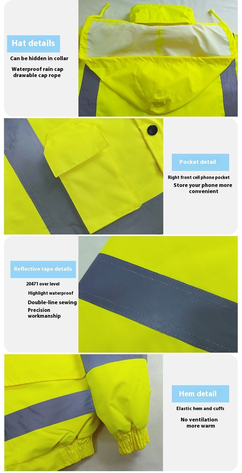 Reflective Cotton 300d Oxford Cloth Waterproond Windproof For Winter Warmth, Multi Pocket Reflective Jacket_voghion.com