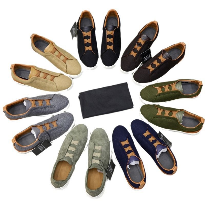 Z Brand Cross Elastic Band Sneakers White Men's Genuine Leather Lazy Slip-On Casual Shoes_voghion.com