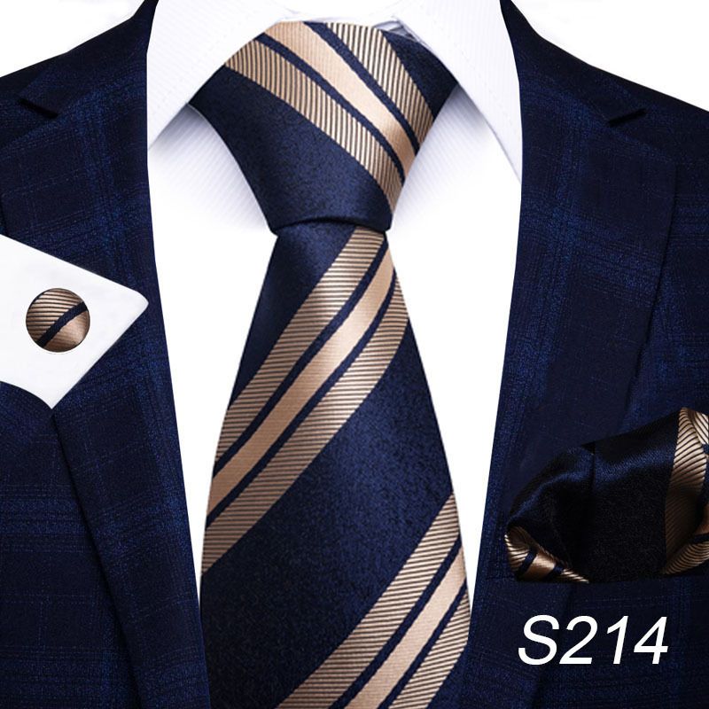 Corbata de seda de poliéster de alta calidad unisex para hombre, corbata formal de color sólido, bolsillo, toalla, gemelos, juego de jacquard_voghion.com