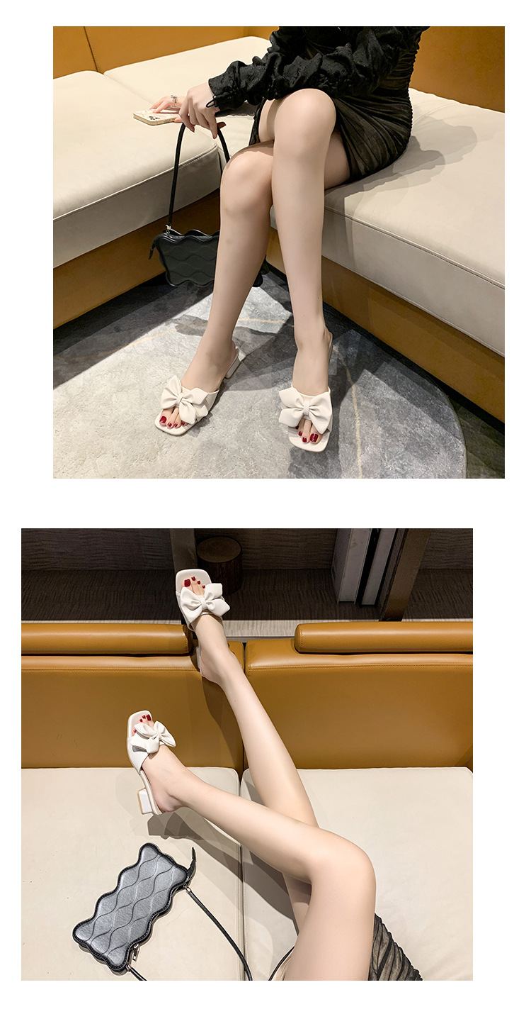 Õrna tuulega paksu kontsaga lipsuga sandaalid ja sussid 2023. aasta kevad- ja suveks. Uued prantsuse stiilis plätud seelikuga kingadega._voghion.com