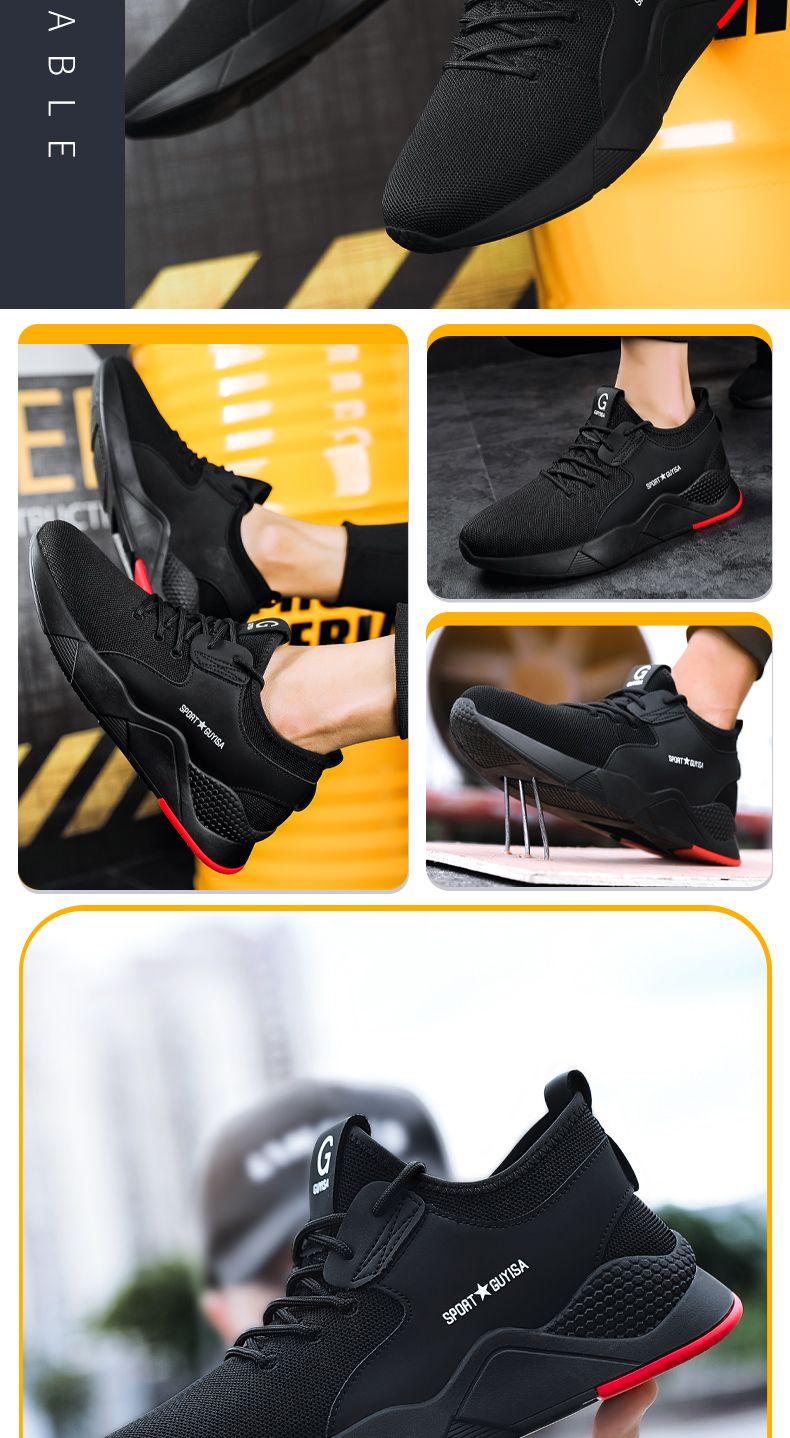 Buty robocze GUYISA z stalowym noskiem, czarne, odporne na uderzenia i przebicia, 35-50 8186_voghion.com