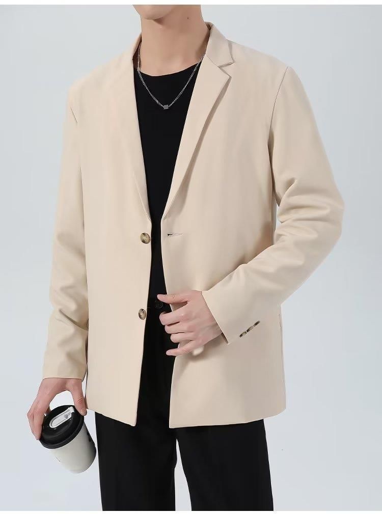 Veste blazer slim en velours côtelé pour homme - Veste de costume décontractée à simple boutonnage avec revers crantés, style décontracté, printemps-automne_voghion.com