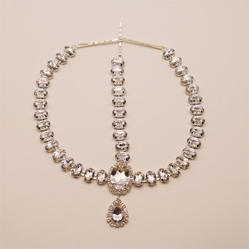 Neue böhmische Feng Shui Diamant Haar Mode Wassertropfen Anhänger Stirnkette Damen Hochzeitsaccessoires_voghion.com