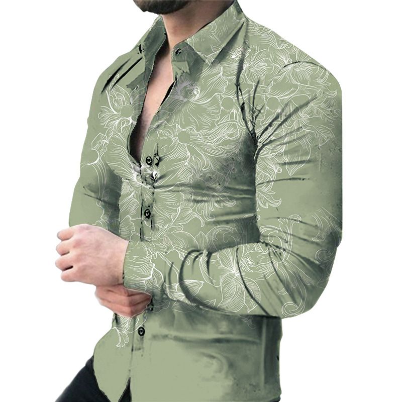 2024 New Digital Print Long Sleeve Casual Fashion Men's Shirt_voghion.com