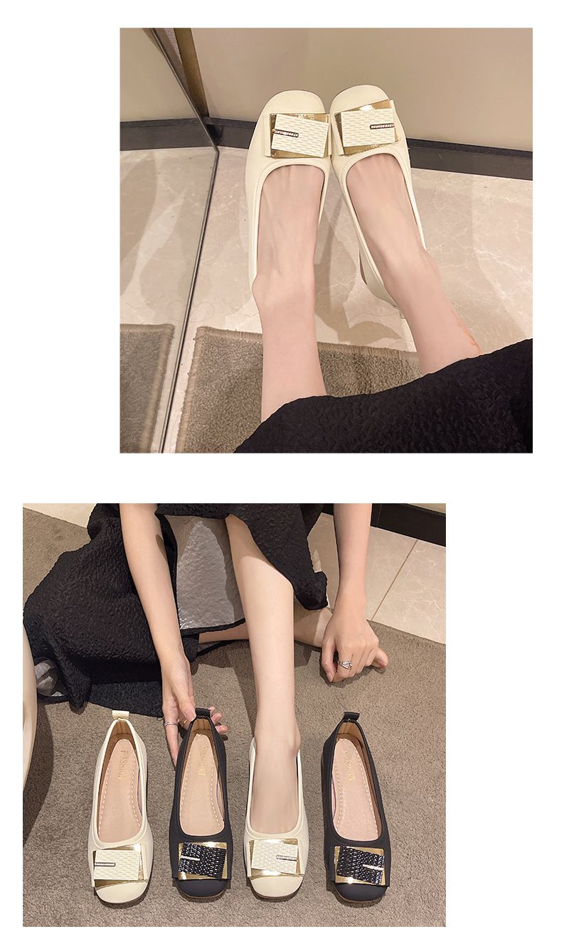 Zapatos Doudou para mujer, primavera y otoño, suela blanda, zapatos individuales, zapatos pequeños para mujer, zapatos de cuero de un pedal, zapatos bajos para niños._voghion.com