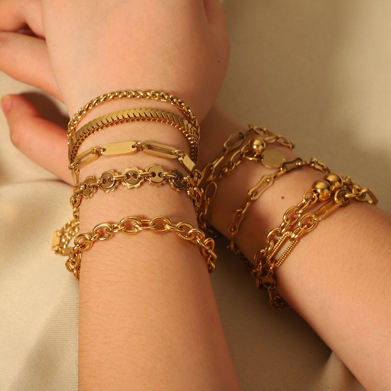 Women's Jewelry Stainless Steel Cuban Bracelet Vacuum Plating K Gold Niche Design Fashion All Match Titanium Steel Hand Jewelry Female_voghion.com