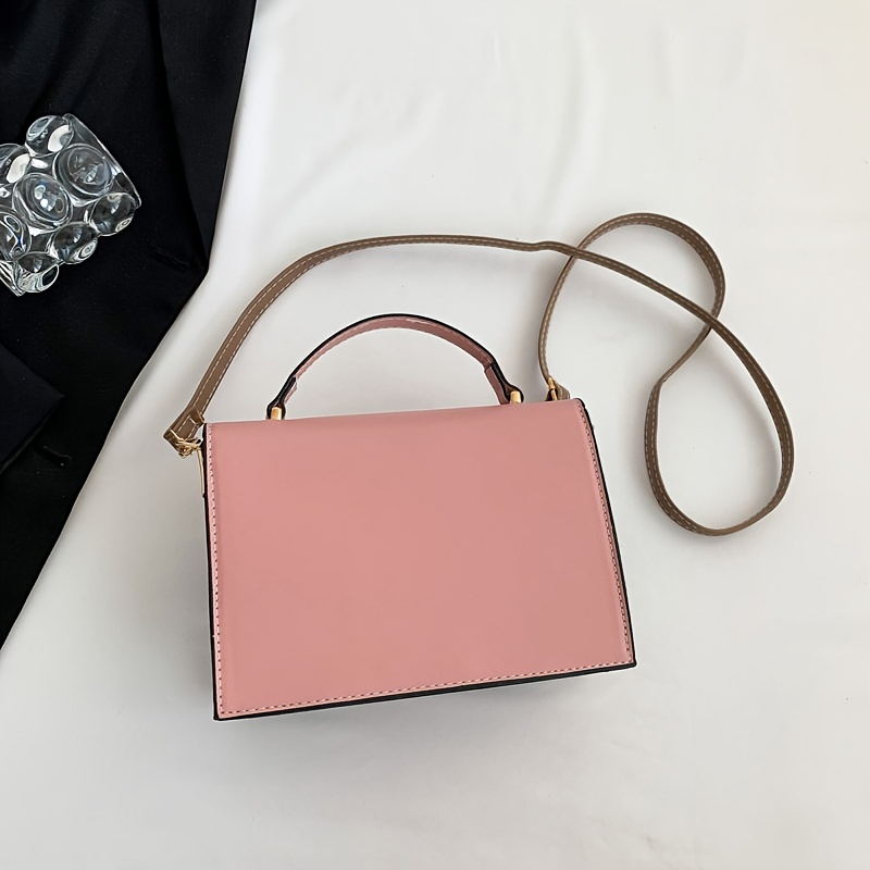 Modische quadratische Tasche im Colorblock-Design, trendige, alltagstaugliche Mini-Umhängetasche für Damen_voghion.com