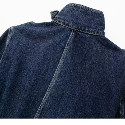 Windjacke für den Winter für Damen von mittlerer bis langer Länge, Street-Fashion-Gürtel, neues Denim-Accessoire_voghion.com