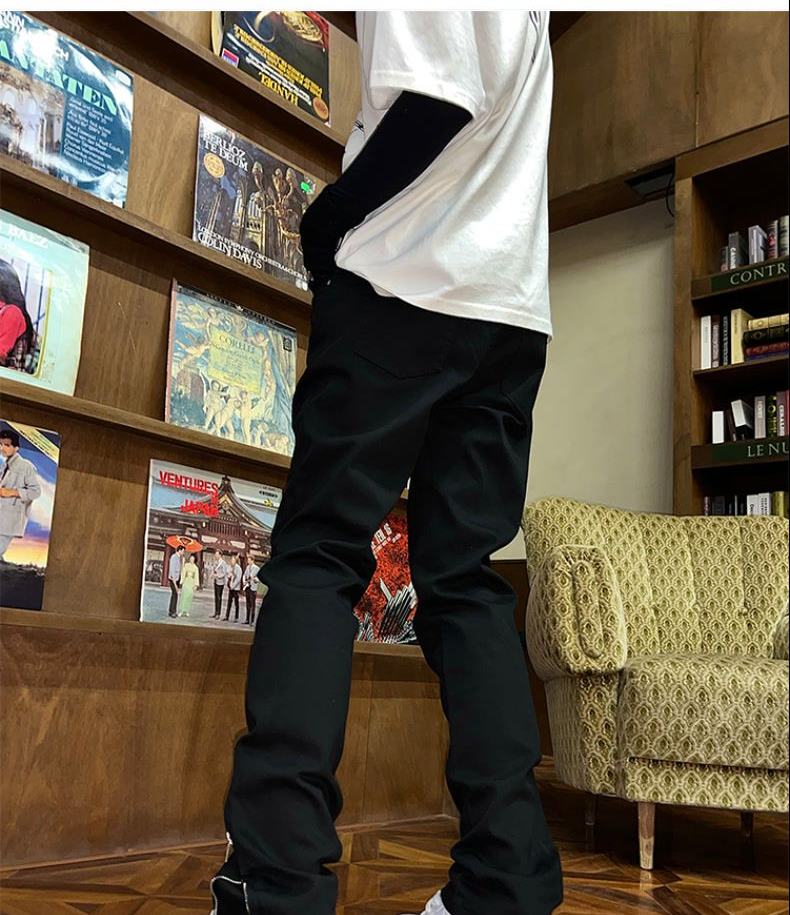 Spring American Street Trendy Brand Versatile Slim-fitting Straight-leg Pants With Adjustable Split-ended Zipper Jeans For Men_voghion.com