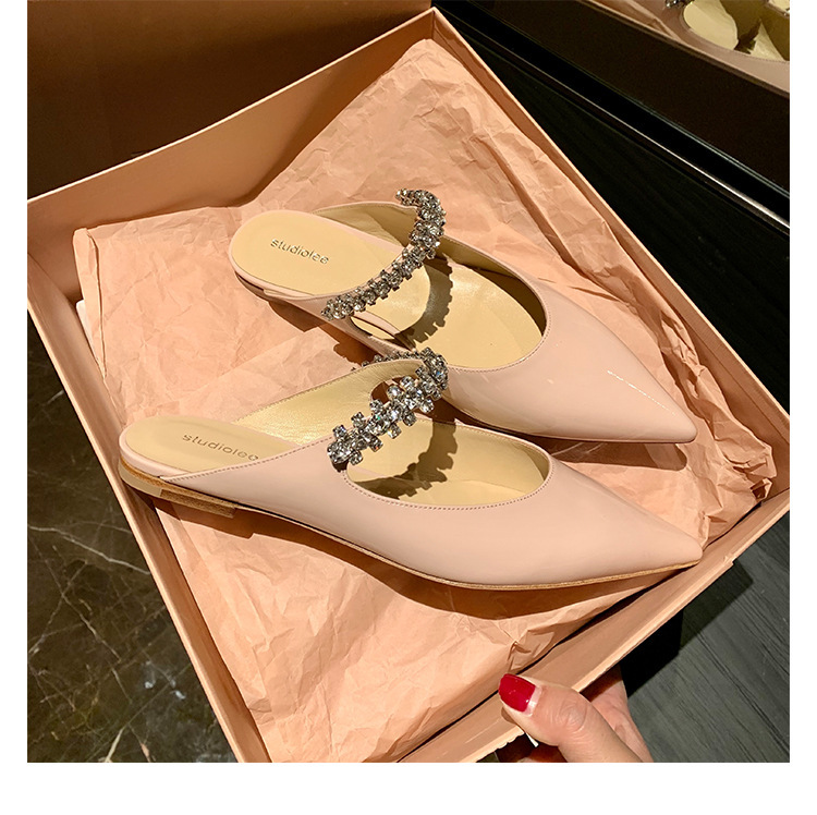 Scarpe da donna, scarpe singole Mary Jane da donna, piatte, estive, a punta, con strass sul retro, pantofole Air Cool_voghion.com