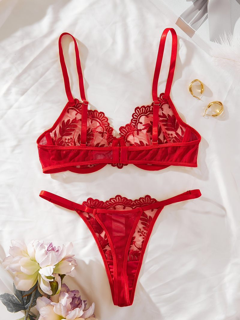 Kagano Cross Border Außenhandel Neue Multi Farbe Sexy Stickerei Perspektive Mesh Spitze Gesammelt Sexy Unterwäsche Set Für Frauen_voghion.com