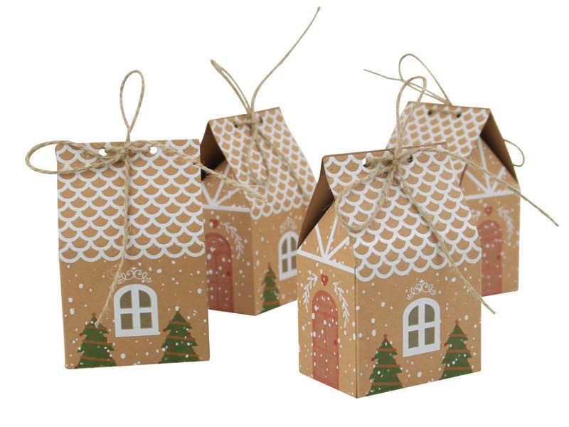 Scatola di caramelle natalizia, piccola, creativa, in carta kraft, per biscotti, pasticceria, regalo_voghion.com