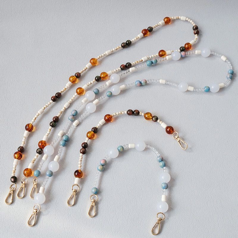 Gioielli con perline acriliche, bracciale con perline iridescenti, accessori, tracolla, tracolla per telefono, borsa in resina, catena_voghion.com