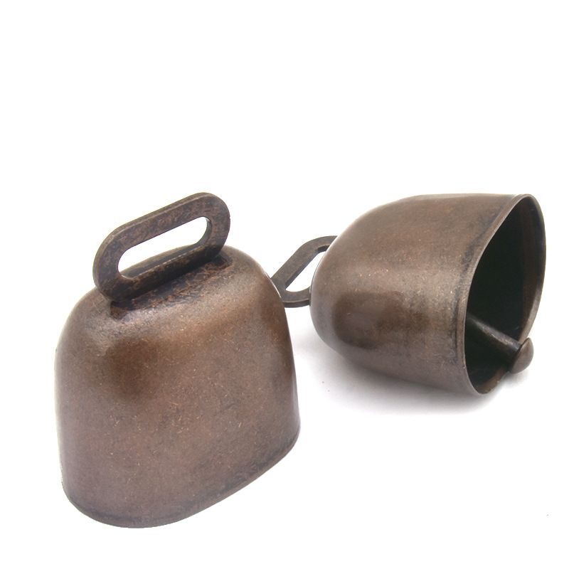 Cencerro de metal directo de fábrica, campana de vaca retro para mascotas, campana de bronce rojo, accesorios de campana de bronce, campana de Navidad_voghion.com