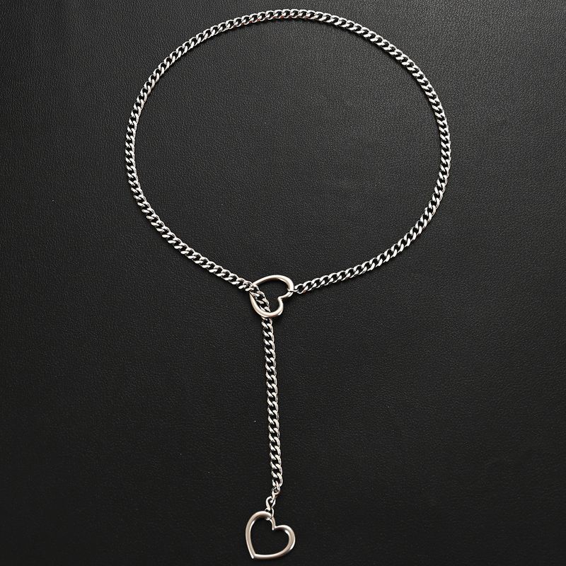 New Punk Gothic Cuban Jewelry Adjustable Heart shaped Necklace_voghion.com
