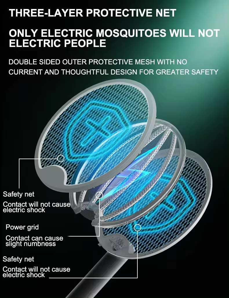 Folding Mosquito Swatter 2 in 1, Mosquito Trap Light and Racket, USB Rechargeable Electric Fly Swatter for Home and Outdoor_voghion.com