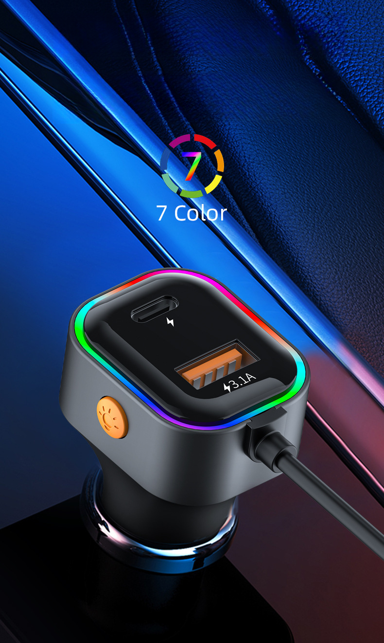 USB Eins Zu Zwei Mit Kabel Ladegerät, Multifunktionale Auto Telefon Ladegerät_voghion.com