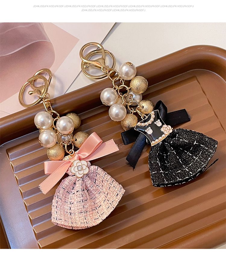 Versione coreana, moda creativa, fatto a mano, perla, metallo, grazioso ciondolo portachiavi, anello regalo_voghion.com