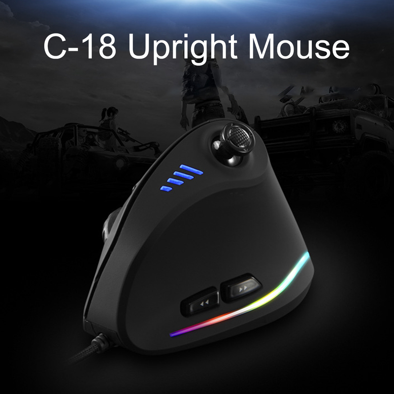 Farfi C18 Vertical Programmable Ergonomic 10000 DPI Adjustable RGB Light Strip USB Optical Gaming Mouse Wired Mice for_voghion.com