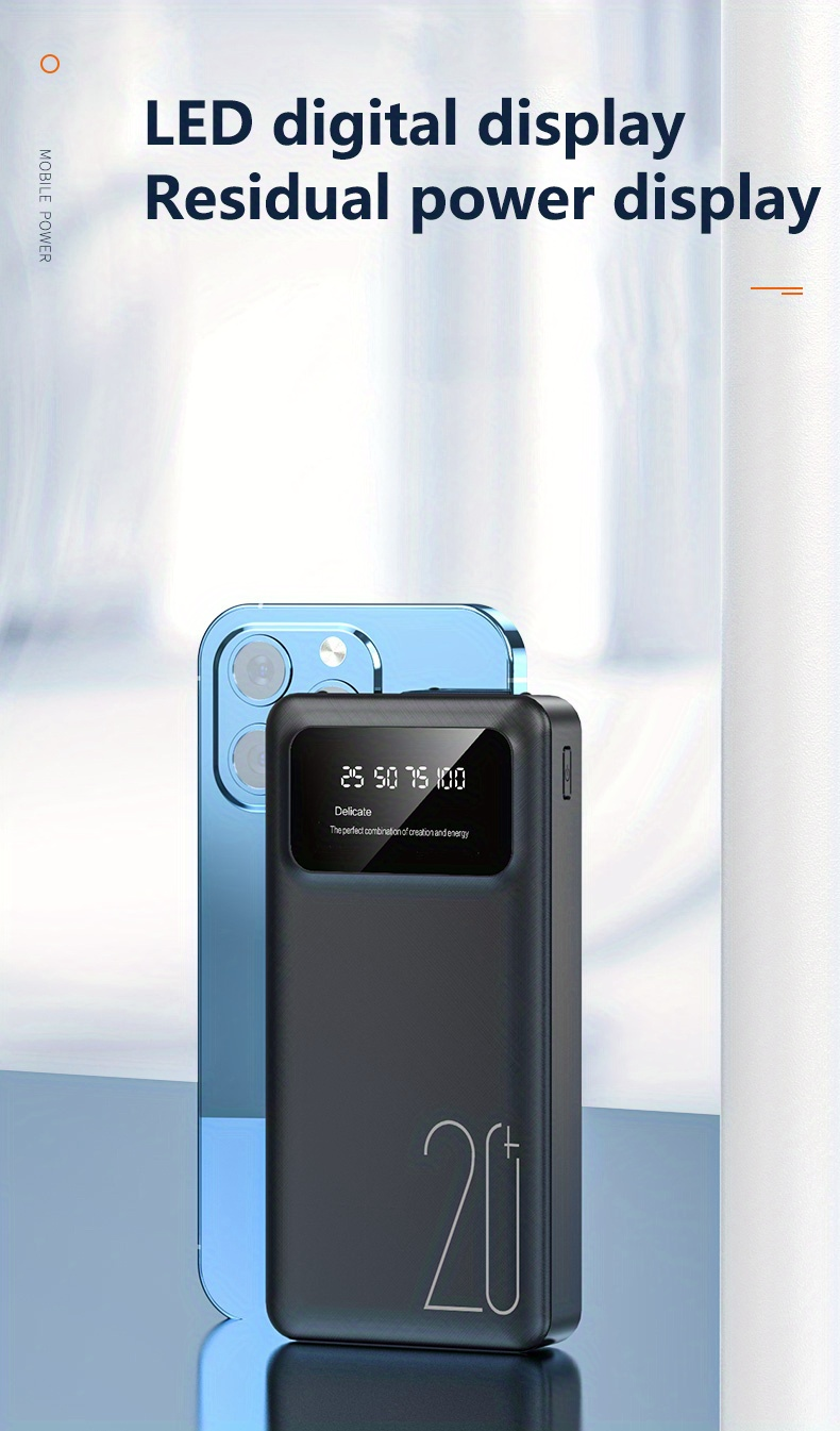 10000/20000 MAh High-capacity Portable Power Bank, 5V2.1A Portable USB Charger, Compatible With Android/iPhone Devices_voghion.com