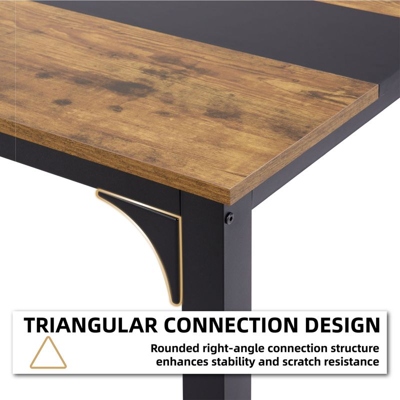Computer Desk Large Office Desk, 79.5 Inch Gaming Desk Writing Desk Work Desk For Home Office, Study, Modern Simple Wooden Desk, Large Legroom, Metal Frame, Rustic/Black_voghion.com