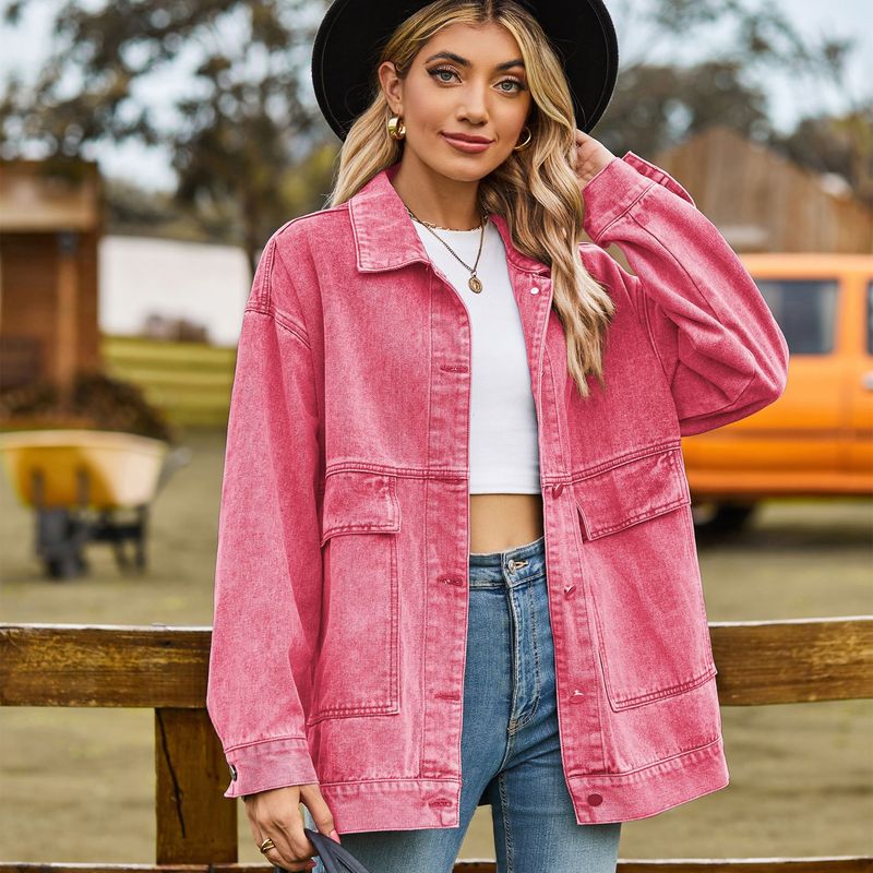 villsäiteg schlank retro klassesch locker Denim Casual Jacket Top fir Fraen_voghion.com