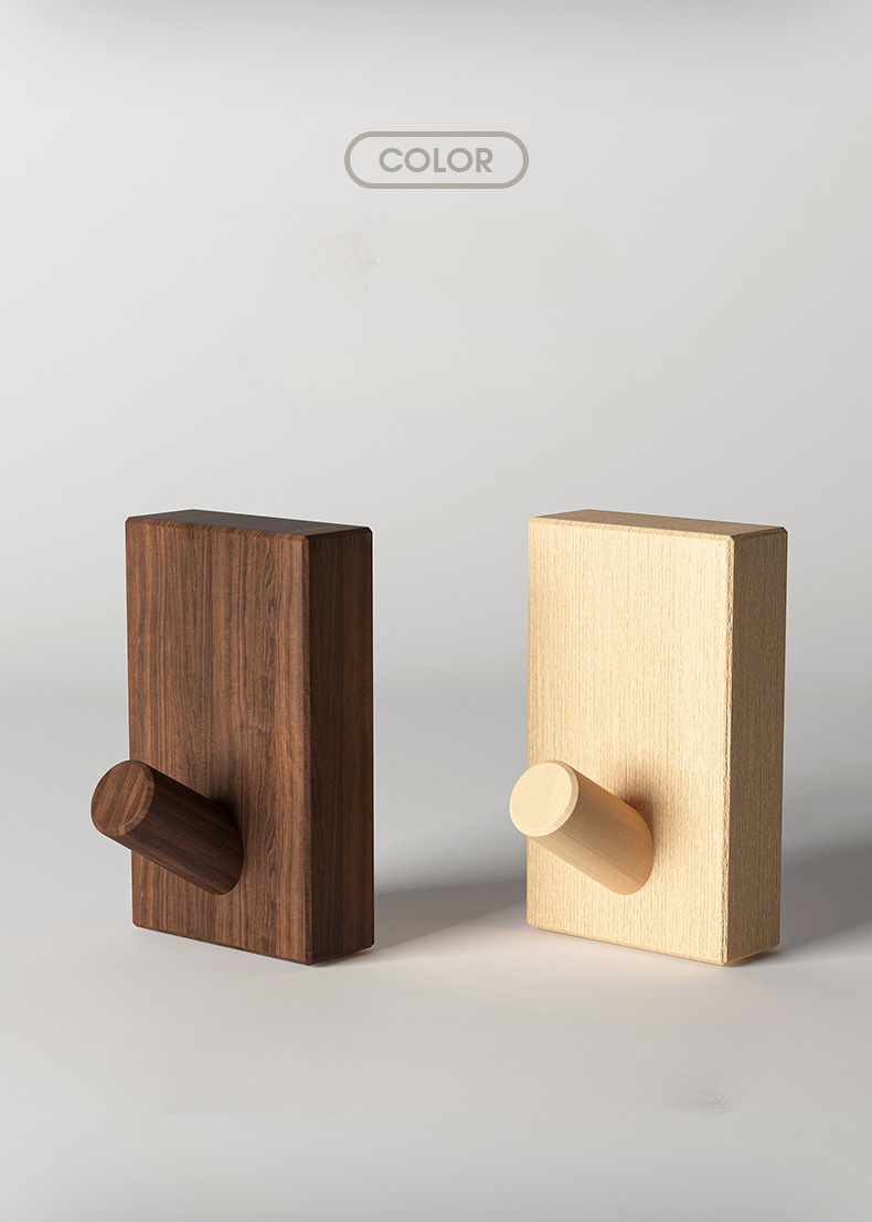 Perchero nórdico de madera maciza de haya y nogal, multifuncional, sin taladros, para colgar detrás de la puerta._voghion.com