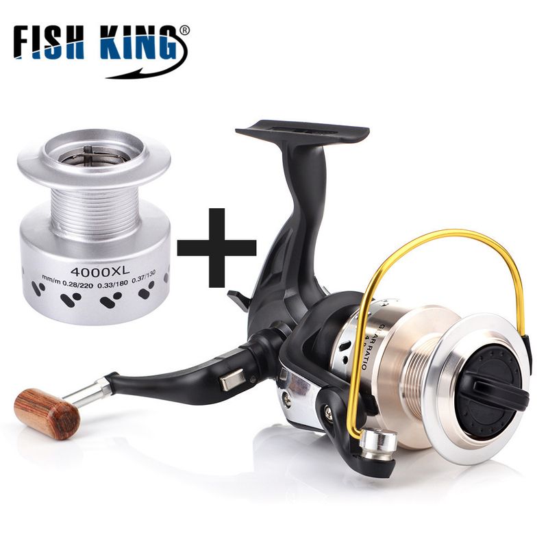 FISHKING Mulinello da pesca con ruota girevole, cuscinetto 9+1, portafilo completamente in metallo, manico in legno cavo, esca a lancio lungo, nero_voghion.com