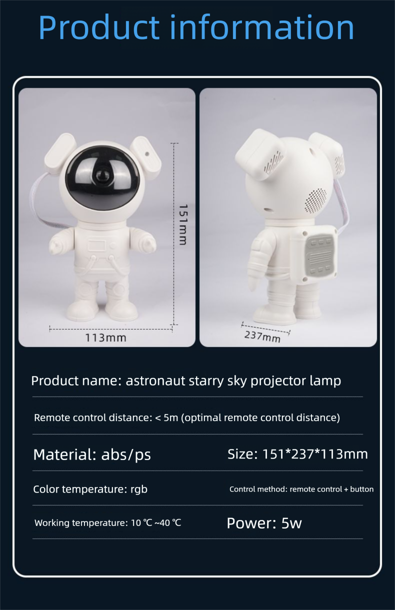 New High-Definition Astronaut Lamp Projector Starry Sky Living Room Bedroom Ceiling Decoration Music Atmosphere Ni_voghion.com