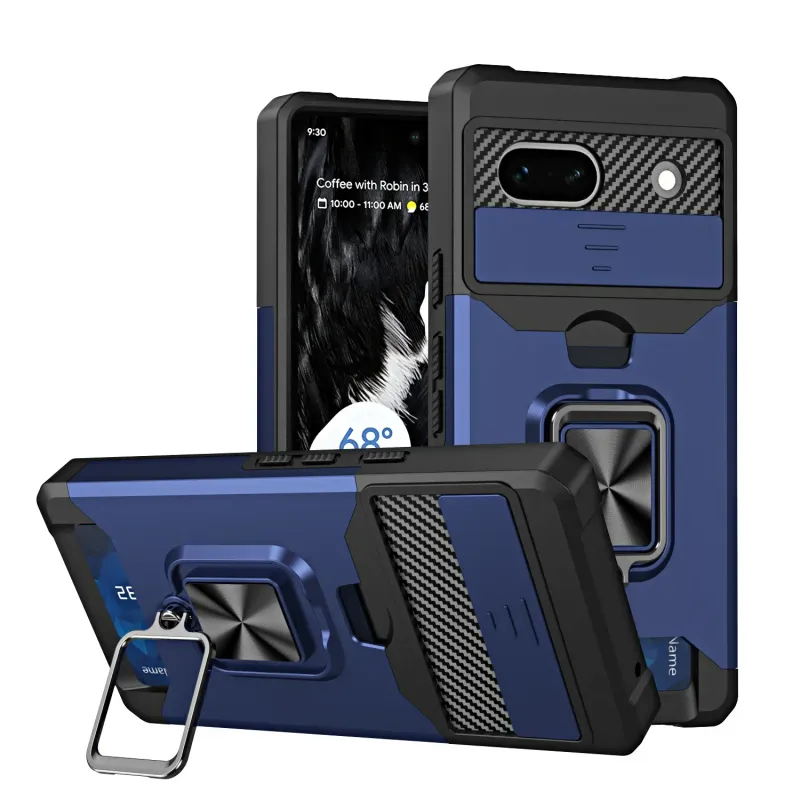 Hülle für Google Pixel 9A 9 XL 8 7A 7 6 A Pro Slide Kamera Kartenhalter Slot Wallet Schutzhülle mit Ringständer_voghion.com