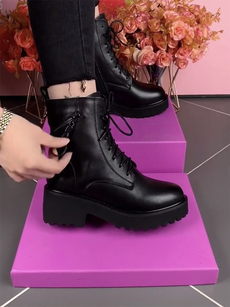 Neue Martin-Shorts im britischen Stil für Damen, Modell 2026: Dicke Sohle, Blockabsatz, Schnürung, Fleece-Futter, rutschfest, vielseitig und weich_voghion.com