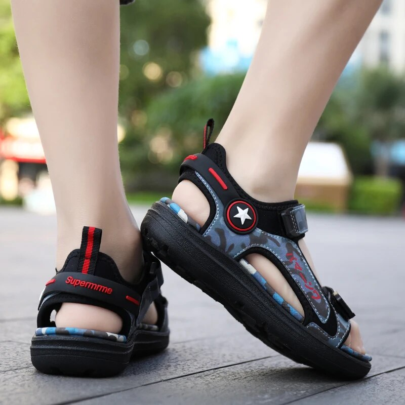 Estate spiaggia bambini, scarpe alla moda per ragazzi 5-16 anni, no ALD, outdoor, ombre astronomiche, sandali in cuoio_voghion.com