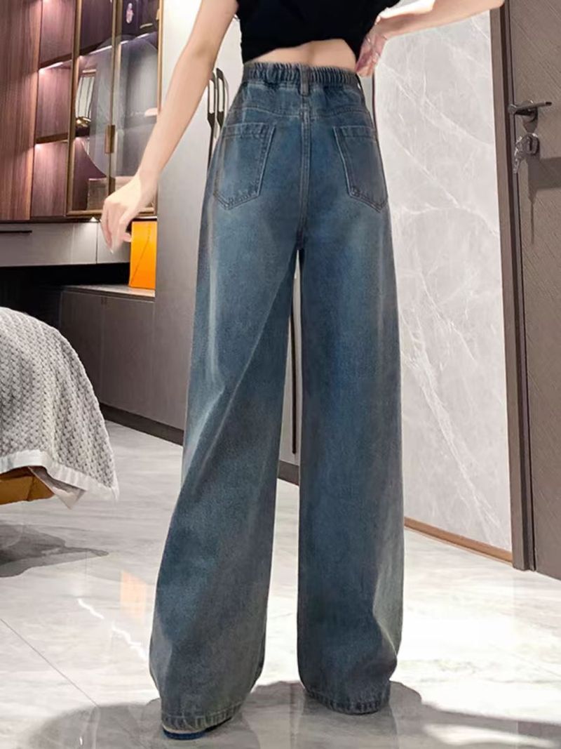 Conjunto de top holgado y jeans con cintura elástica para mujer: un conjunto moderno de dos piezas para un estilo informal y cómodo._voghion.com