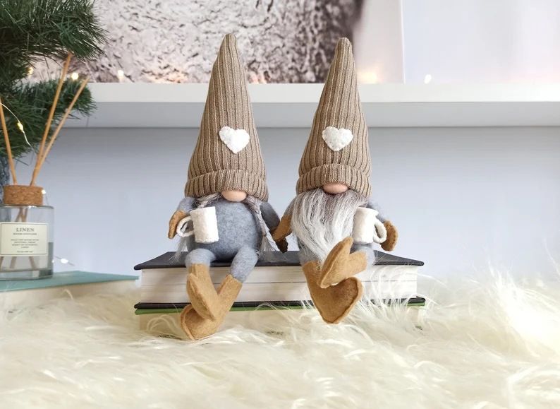 Knitted faceless doll hanging legs hand ground coffee Christmas holiday decorations home Daily decoration_voghion.com