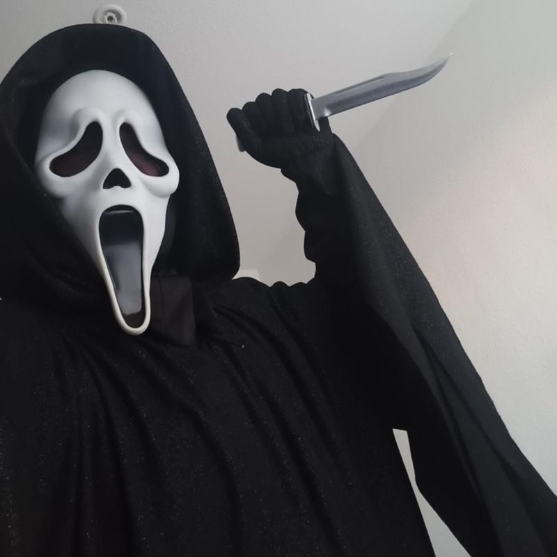 Screaming Ghost Face Mask - Latex Scary Costume Headgear For Adult Party, Horror Cosplay_voghion.com