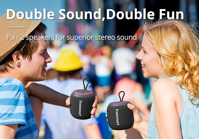 Tronsmart T7 Mini tragbarer TWS Bluetooth 5.3-Lautsprecher mit ausgewogenem Bass, IPX7 wasserdicht, LED-Modi für den Außenbereich_voghion.com
