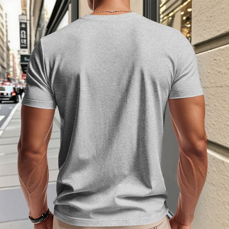 Herrenbekleidung T-Shirt Einfarbig V-Ausschnitt Kurzarm Sommer Neue Große Größe Trend Tops_voghion.com