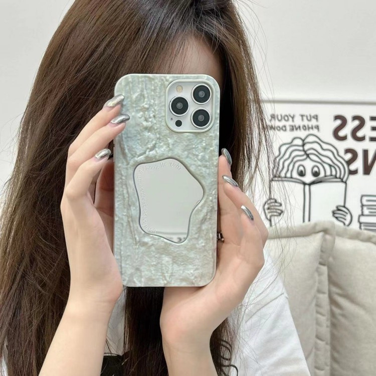 Mobile phone case for iPhone15 mobile phone case embossed rock pattern Internet celebrity mirror 14Promax Apple 13 protective cover new style_voghion.com