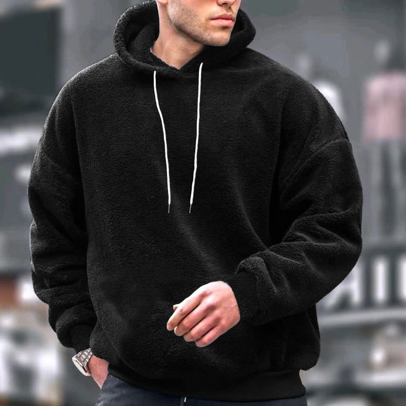 Felpa con cappuccio casual, personalizzata e alla moda da uomo di grandi dimensioni con giacca in pile corallo per uomo in autunno e inverno_voghion.com