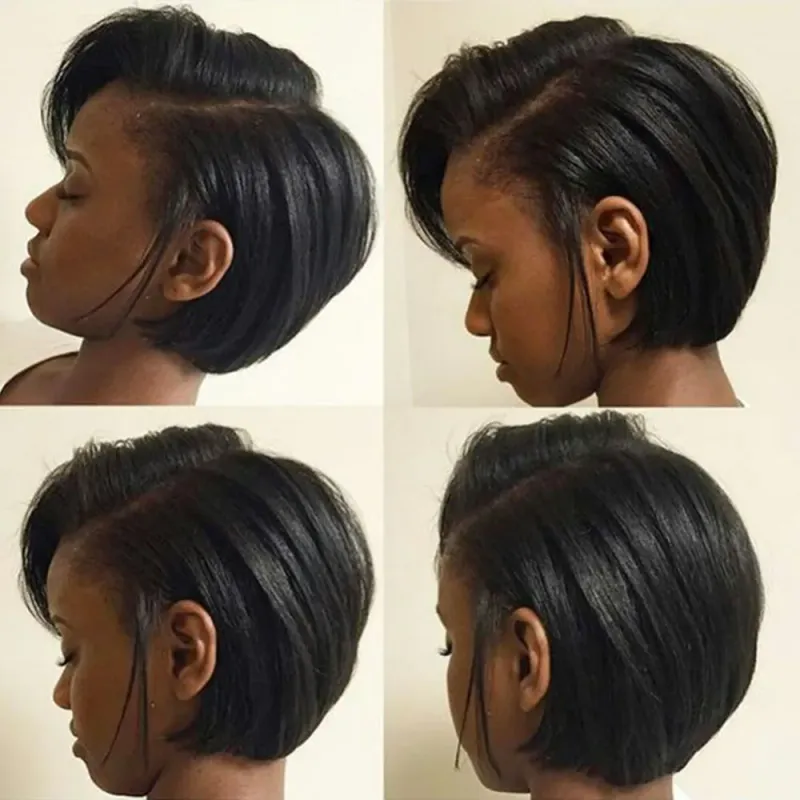 Parrucche corte Pixie Cut Parrucche Bob lisce per capelli umani Parrucche frontali in pizzo trasparente brasiliano per donne Colore naturale_voghion.com