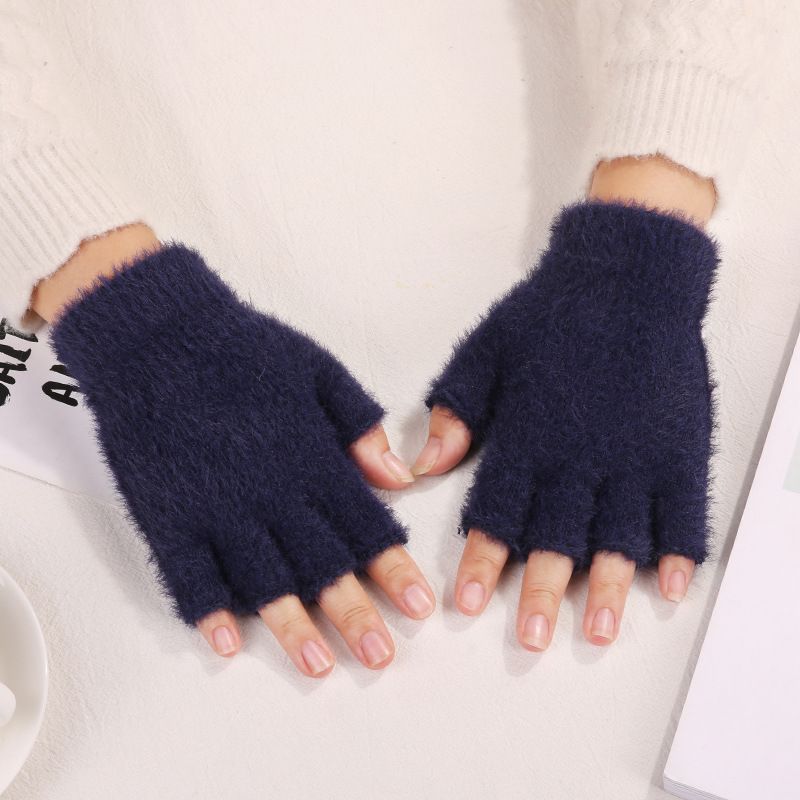 Gants d'hiver chauds en peluche pour femmes, mitaines sans doigts, épais, résistants au froid, célébrités d'Internet_voghion.com