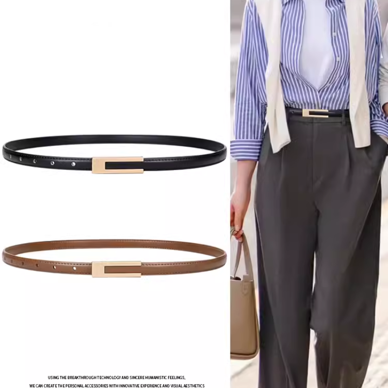 Abito decorato nero da donna, cappotto, gonna in vera pelle, moda, cintura versatile e semplice, pantaloni da abito_voghion.com