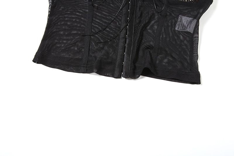 2025 Summer New Women's Clothing Sexy Leopard Print Contrast Color Stitching Small Vest Mesh Skirt_voghion.com