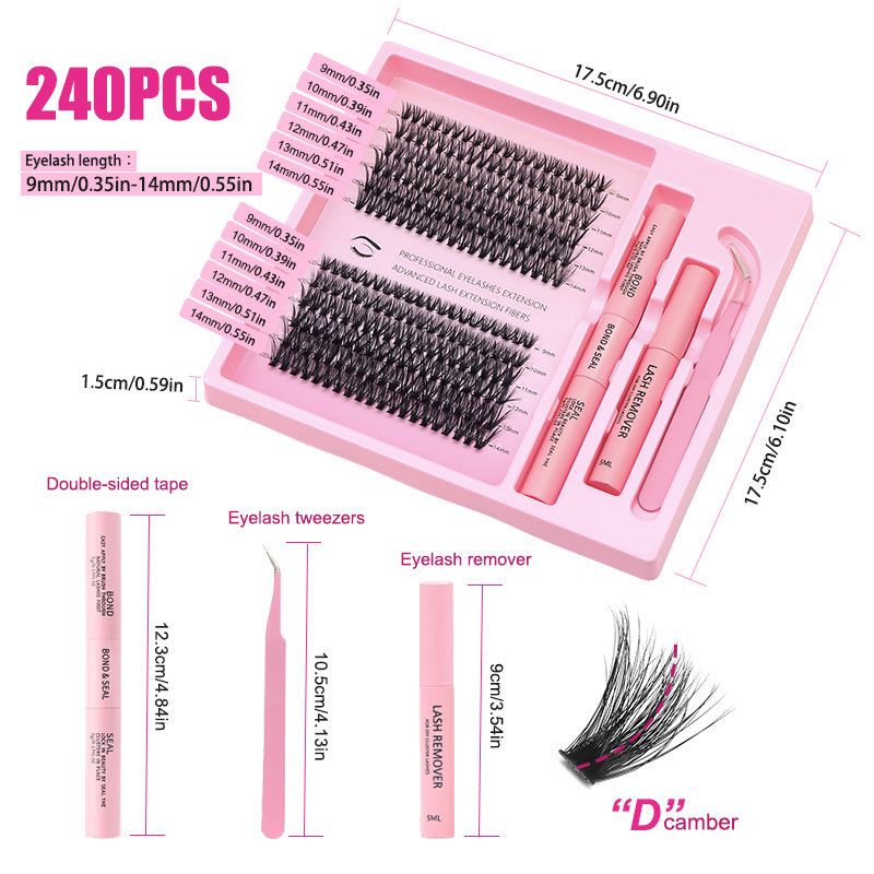 Juego de pestañas postizas segmentadas DIY 3040D100D, gran capacidad, rizadas, densas y desordenadas, de simulación._voghion.com