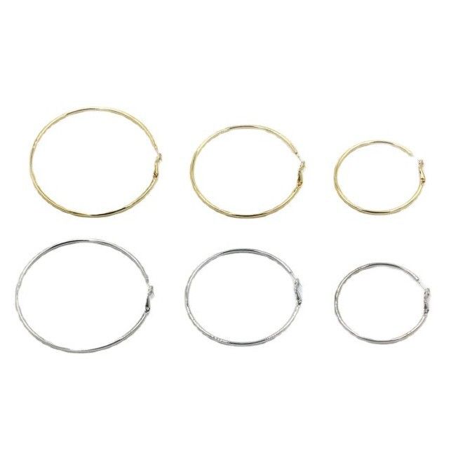 Orecchini a cerchio grandi in argento puro placcato in metallo semplice e minimalista alla moda_voghion.com