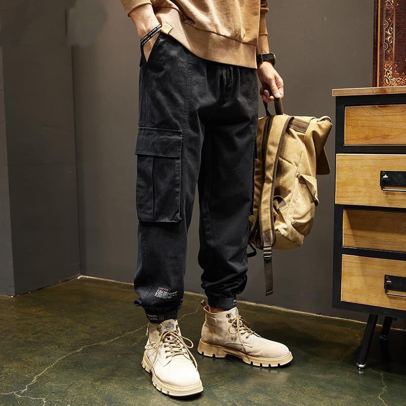 Pantalon cargo ample et décontracté pour homme, grande taille, avec velcro, style américain, idéal pour la randonnée, l'automne et l'hiver_voghion.com