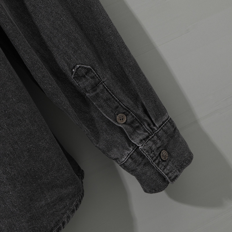 Japanese retro washed cotton casual shirt, men's long sleeved Korean version, trendy and handsome workwear, denim shirt, men's clothing, foreign trade_voghion.com