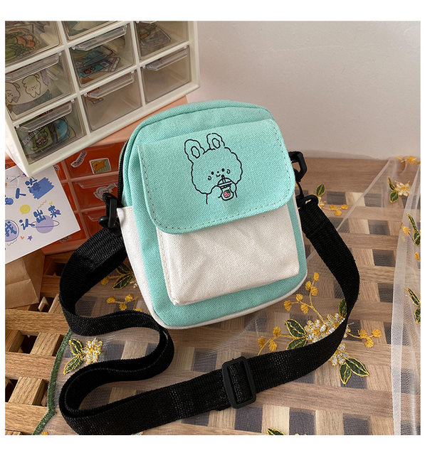 Lærredsskulder Dametaske Lille koreansk modemessenger Crossbody-taske til pigestuderende Bomuldsklud Kvindehåndtasker Bolsas_voghion.com