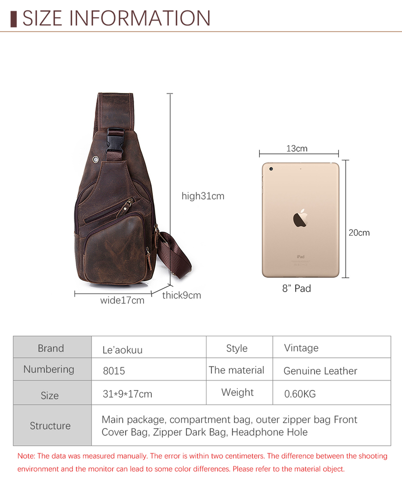 Hommes Original Crazy horse cuir décontracté Triangle bandoulière poitrine sac à bandoulière Design voyage une épaule sac sac à dos mâle_voghion.com