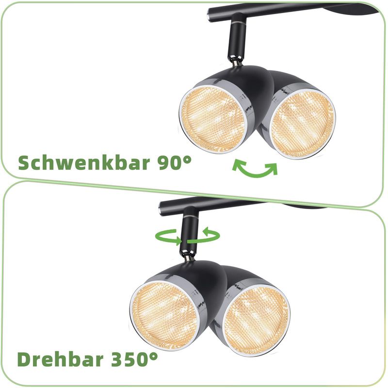 Glitzerlife LED Deckenleuchte Drehbar Modern, Grau 2 Flammig 8W Warmweiß 3000 K Deckenstrahler Schwenkbar 350 ° Für Wohnzimmer Flur Küche Esszimmer_voghion.com
